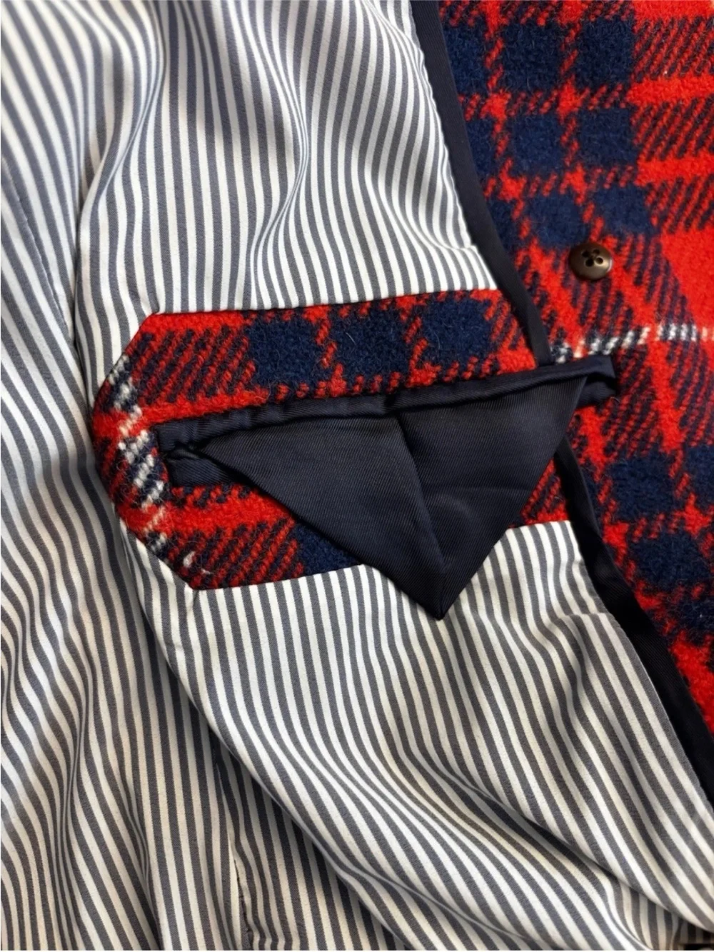 J. Crew Hamilton Plaid Peacoat Red Blue Size 4 / 100% Wool Preppy Jacket